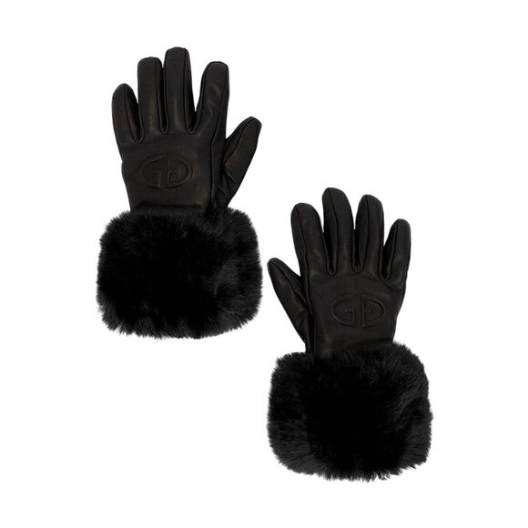 Goldbergh Black Fur-Trimmed Leather Gloves - Picture 2 of 7